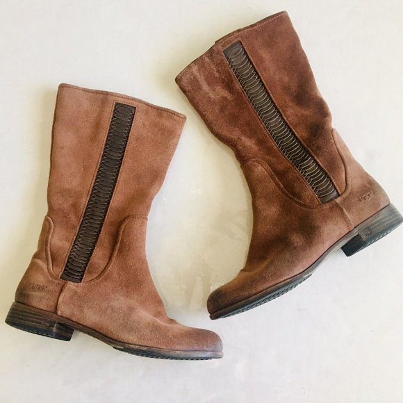 UGG Australia Annisa Mid Calf Cinnamon Suede Leather‎ Boots Size 6 Style 3183 - Picture 1 of 9